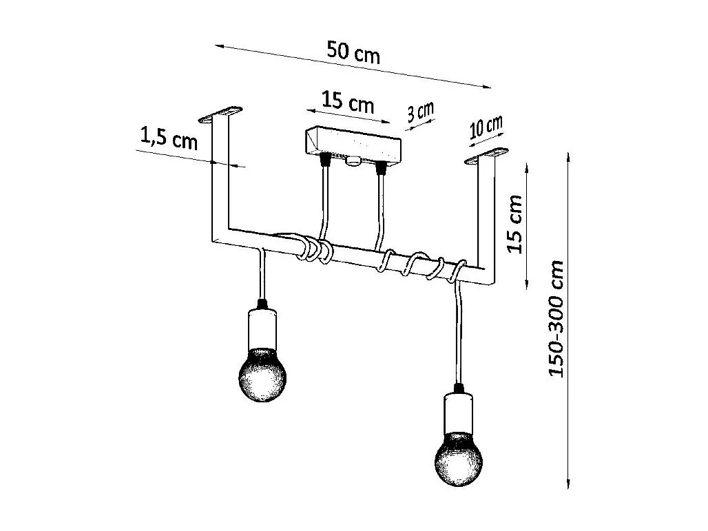 Kroonluchters Salamanca Modern Van  - 2 Lichtbronnen - L.50 X H.150 Cm - Zwart