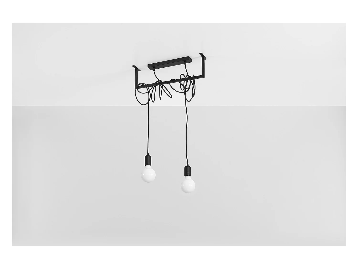 Sollux SALAMANCA Suspension Barre Droite Moderne 2 Lumière Noir E27