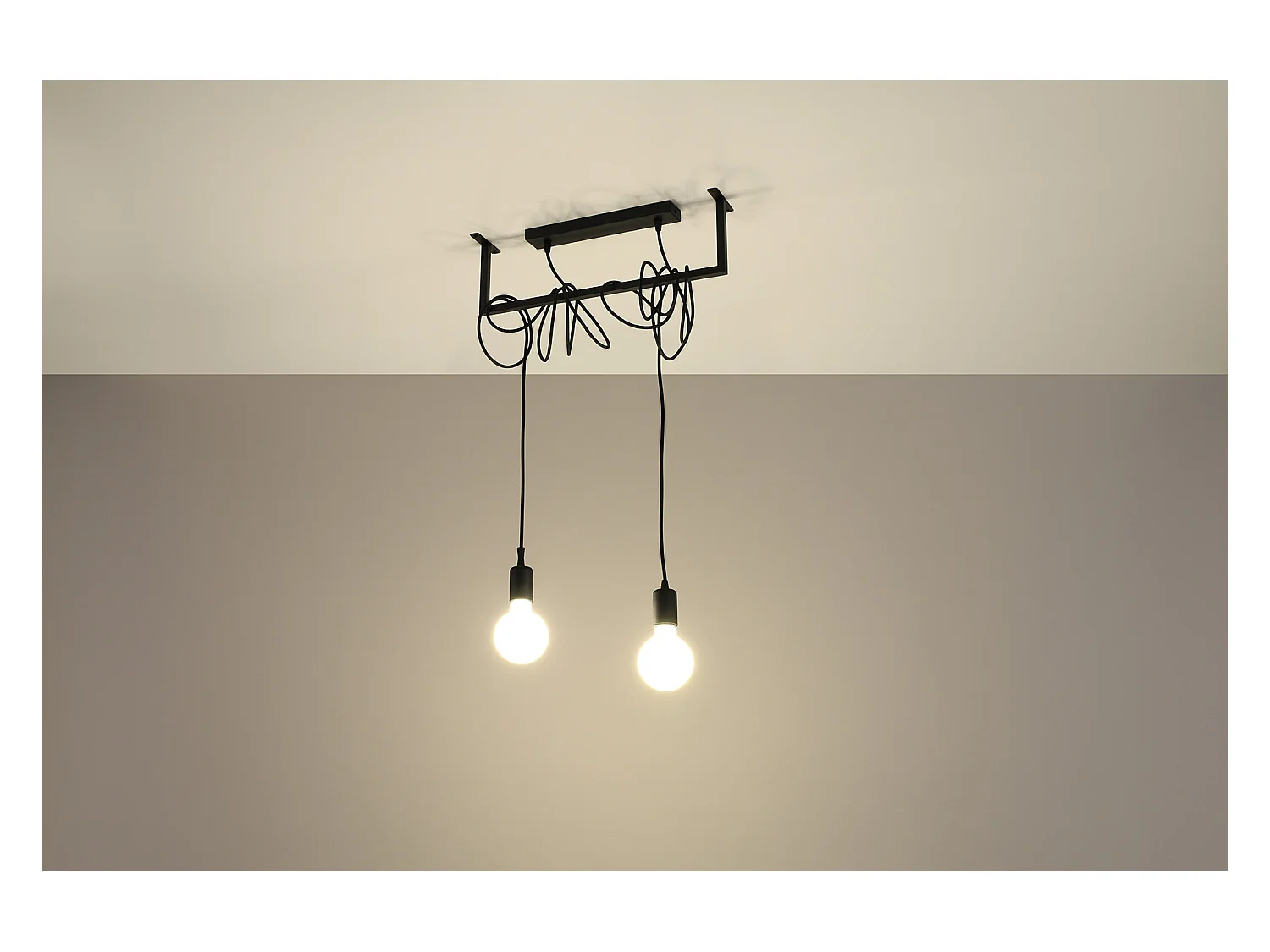 Sollux SALAMANCA Suspension Barre Droite Moderne 2 Lumière Noir E27