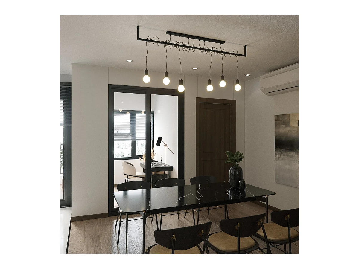Sollux SALAMANCA Suspension Barre Droite Moderne 2 Lumière Noir E27