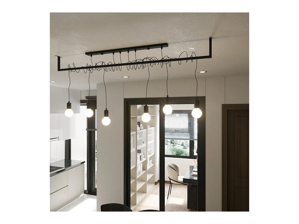 Sollux SALAMANCA Suspension Barre Droite Moderne 2 Lumière Noir E27