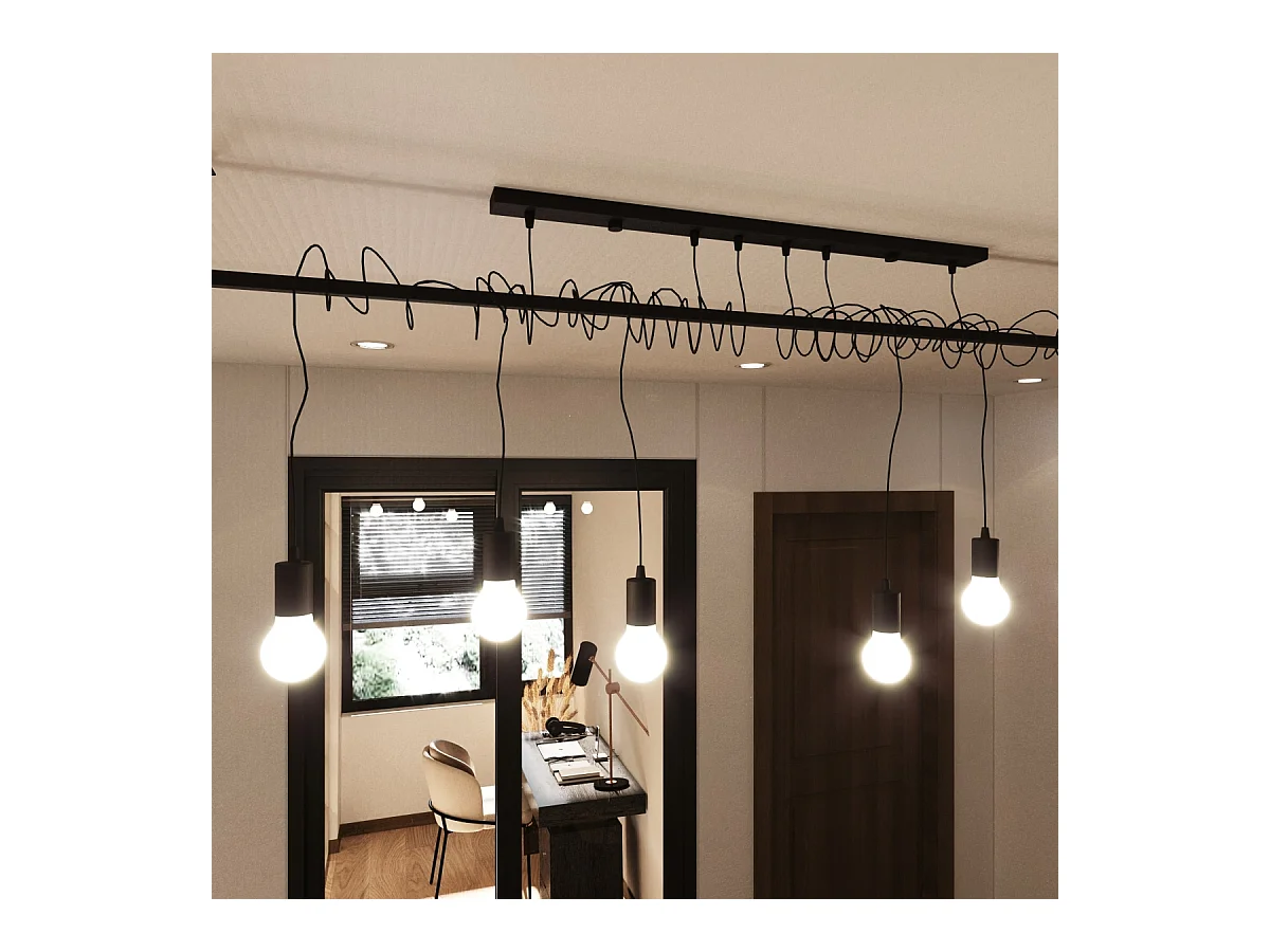 Sollux SALAMANCA Suspension Barre Droite Moderne 2 Lumière Noir E27