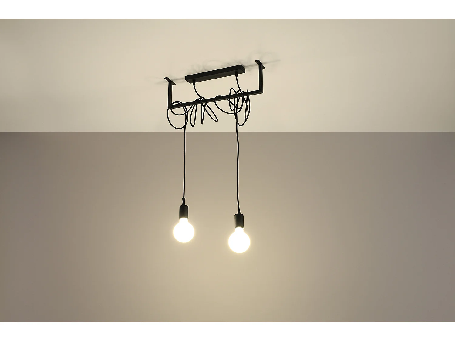 Sollux SALAMANCA Suspension Barre Droite Moderne 2 Lumière Noir E27