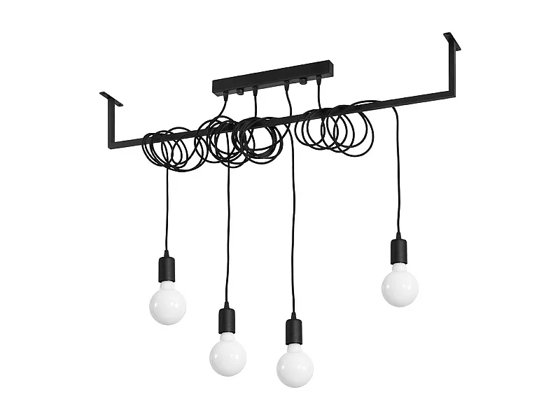 Modern Straight Bar Pendant 4 licht Black E27 Moderne Straight Bar Pendelleuchte 4-flammig Schwarz E27