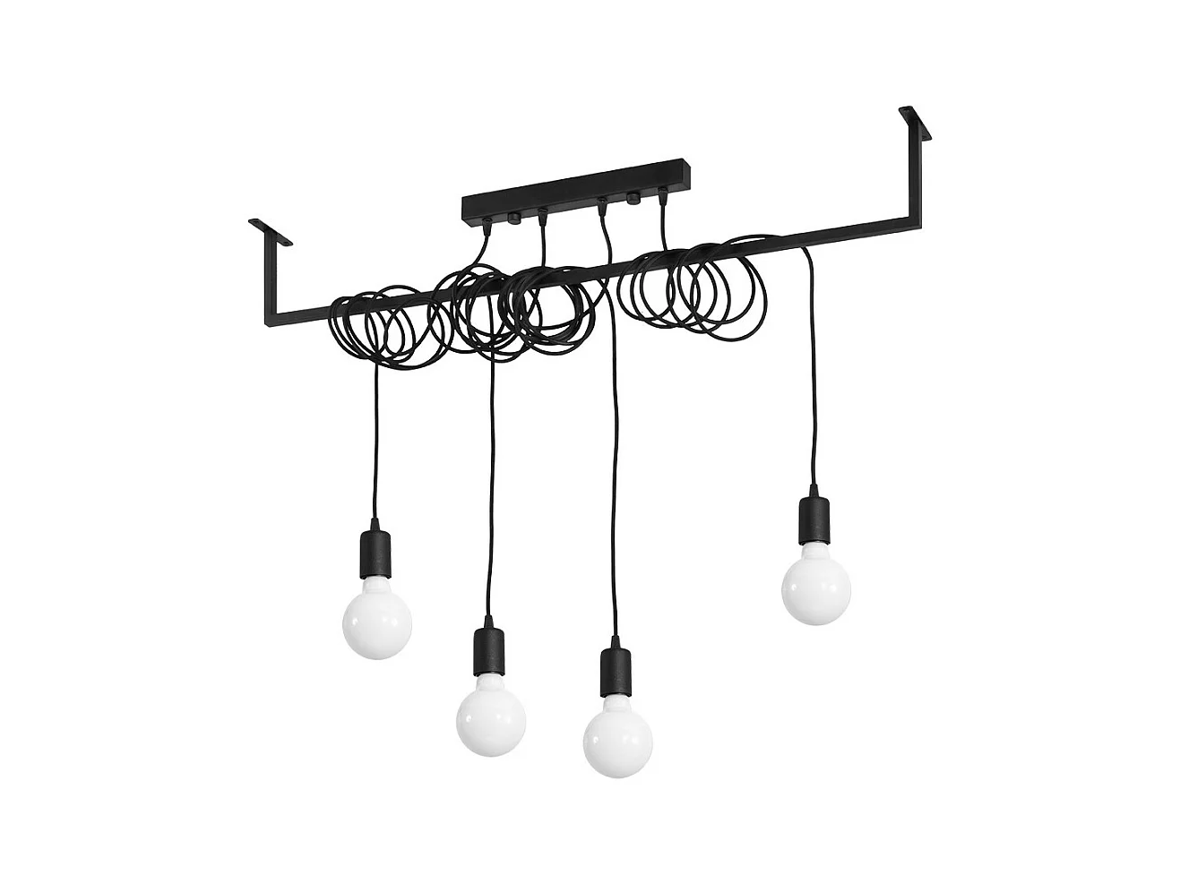 Sollux SALAMANCA Suspension Barre Droite Moderne 4 Lumières Noir E27