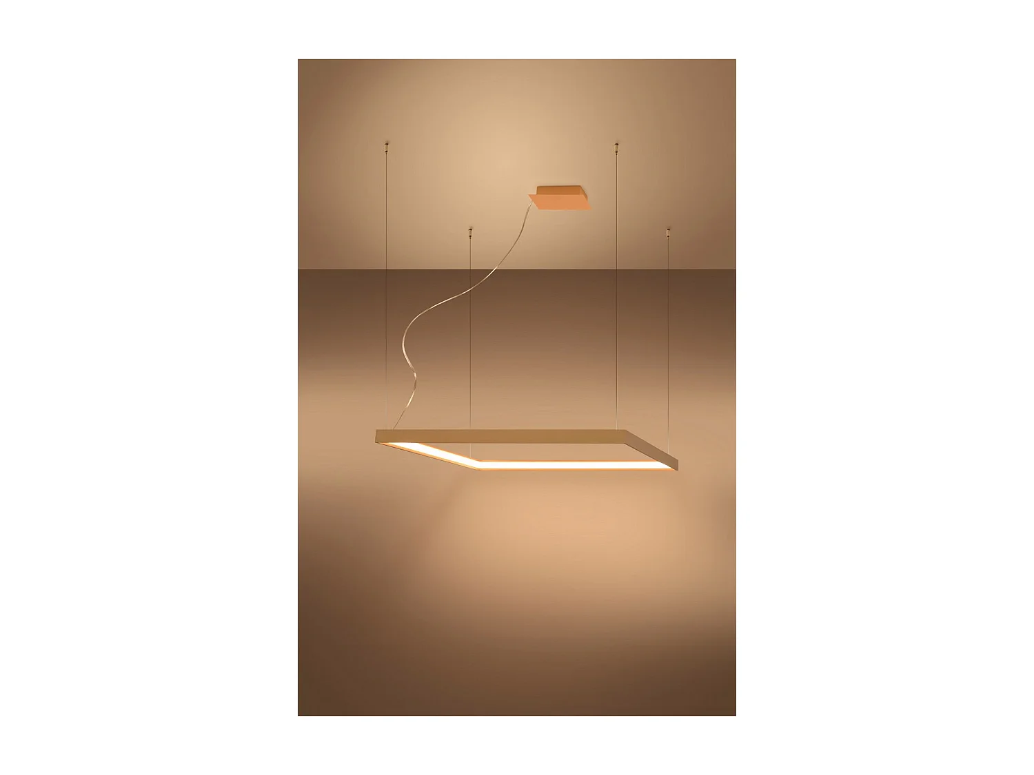 Sollux lichting Nelya Integrierte quadratische LED-Pendel-Deckenleuchte, Gold, 3000 K, 5757 lm