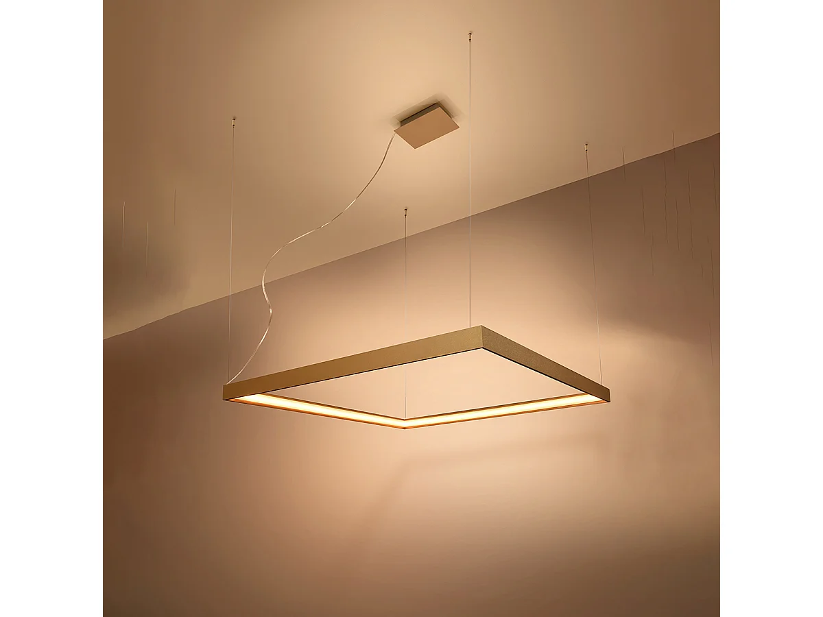 Sollux lichting Nelya Integrierte quadratische LED-Pendel-Deckenleuchte, Gold, 3000 K, 5757 lm