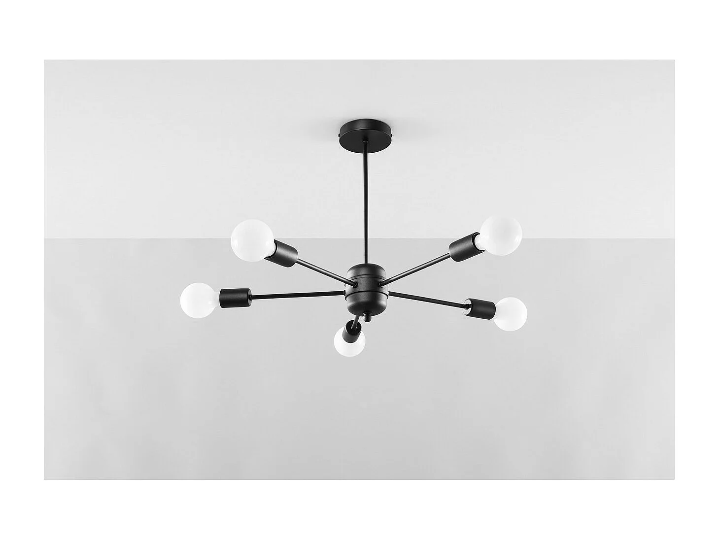 Sollux Lighting Lango Plafonnier semi-affleurant à bras multiples, noir, 5x E27