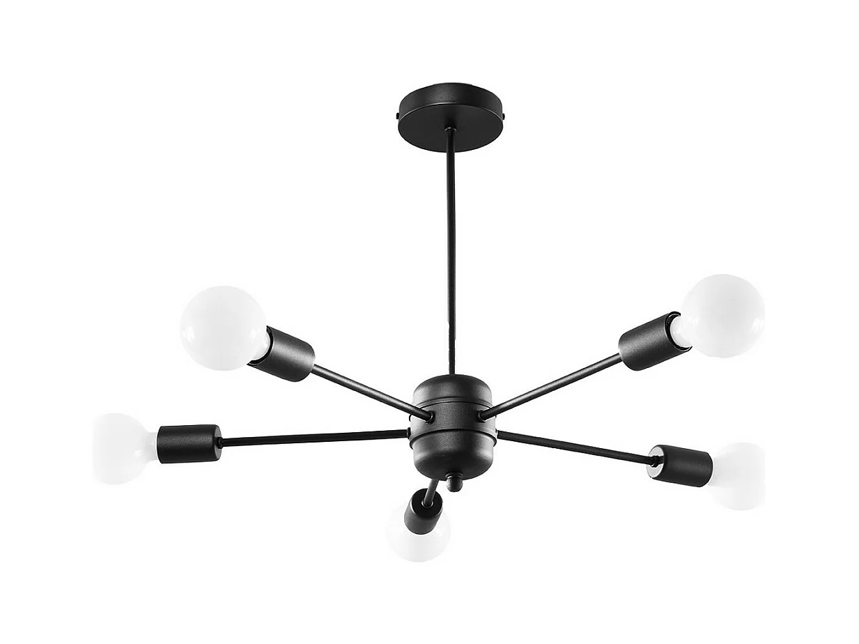 Sollux Lighting Lango Plafonnier semi-affleurant à bras multiples, noir, 5x E27