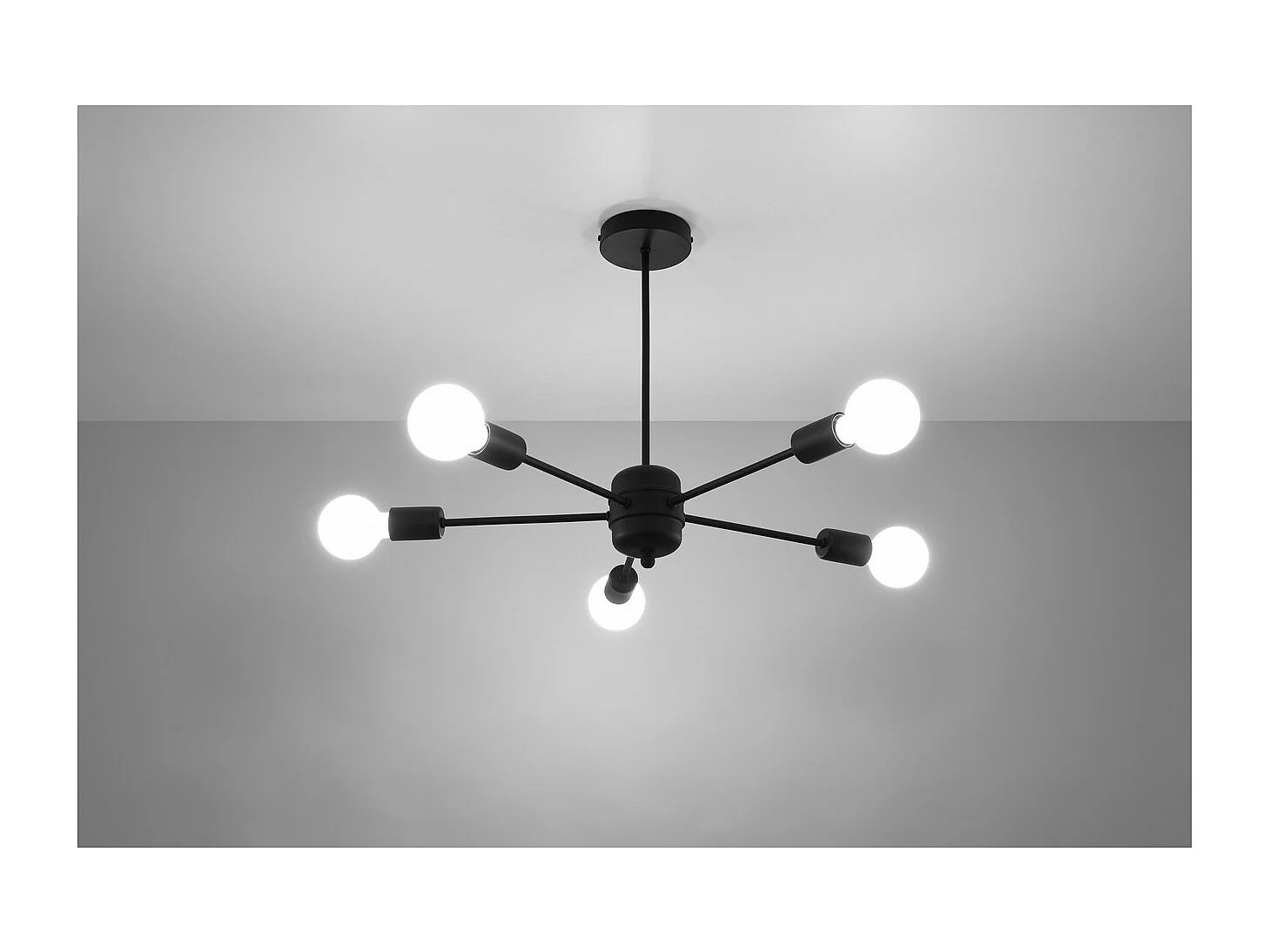 Sollux lichting Lango Multi Arm Semi Flush Deckenleuchte, Schwarz, 5x E27