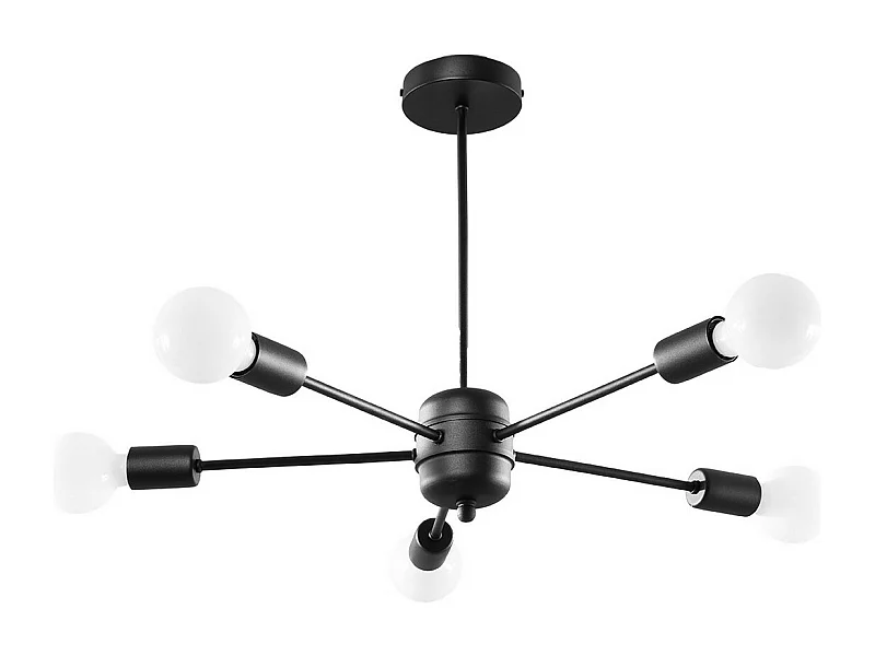 Sollux Lighting Lango Plafonnier semi-affleurant à bras multiples, noir, 5x E27