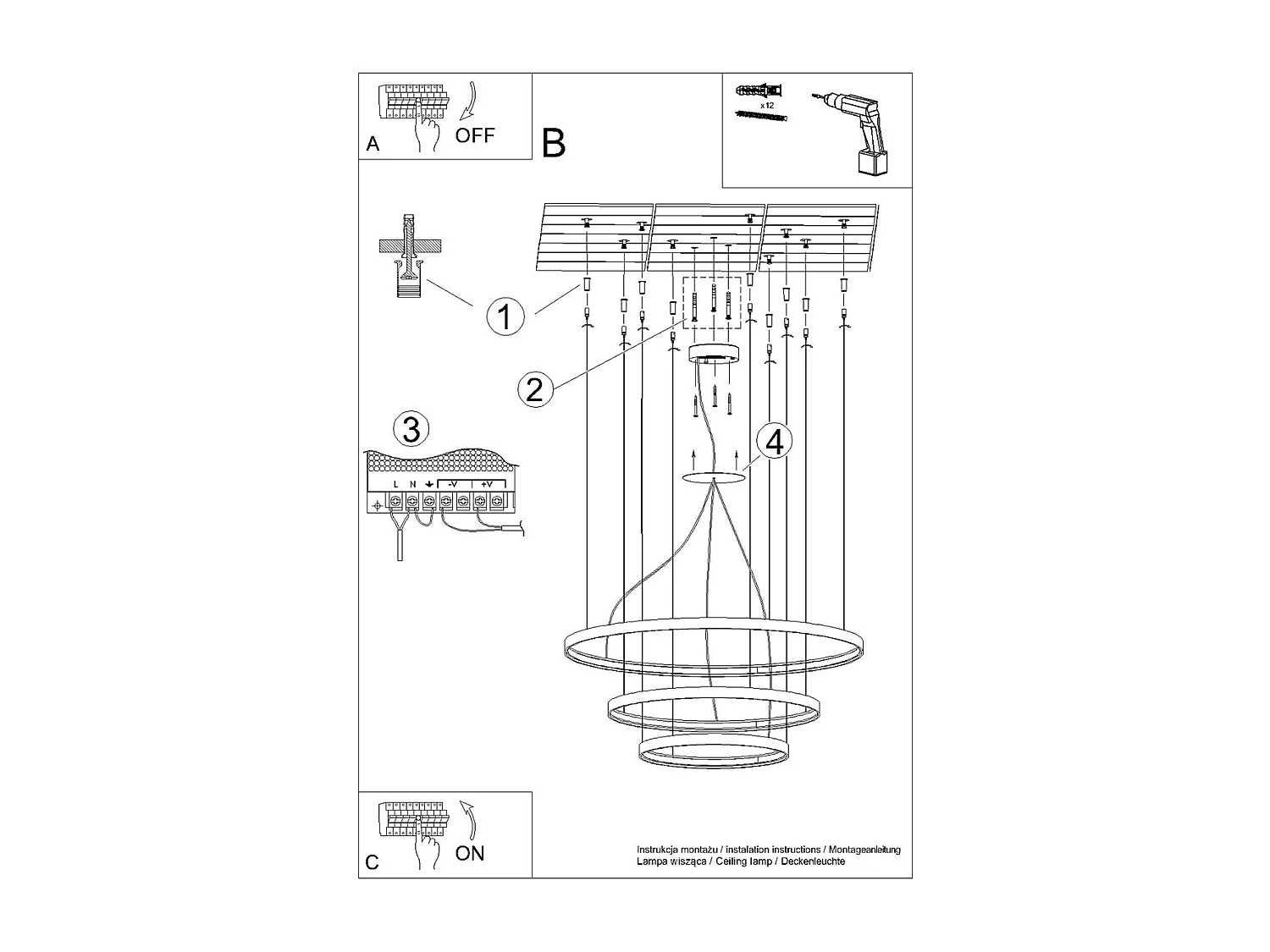 Kroonluchters Rio Modern Van  - 3 Lichtbronnen - L.110 X H.150 Cm - Wit