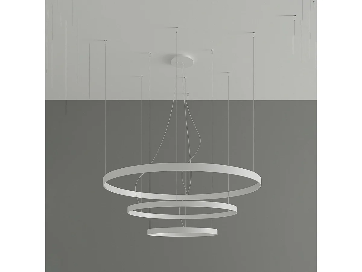 Kroonluchters Rio Modern Van  - 3 Lichtbronnen - L.110 X H.150 Cm - Wit