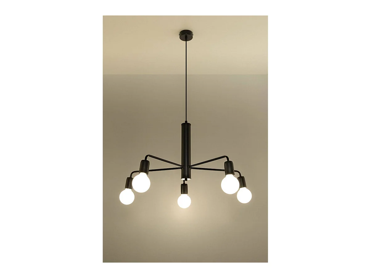 Sollux DUOMO - 5 licht Multi Arm Deckenanhänger Schwarz, E27