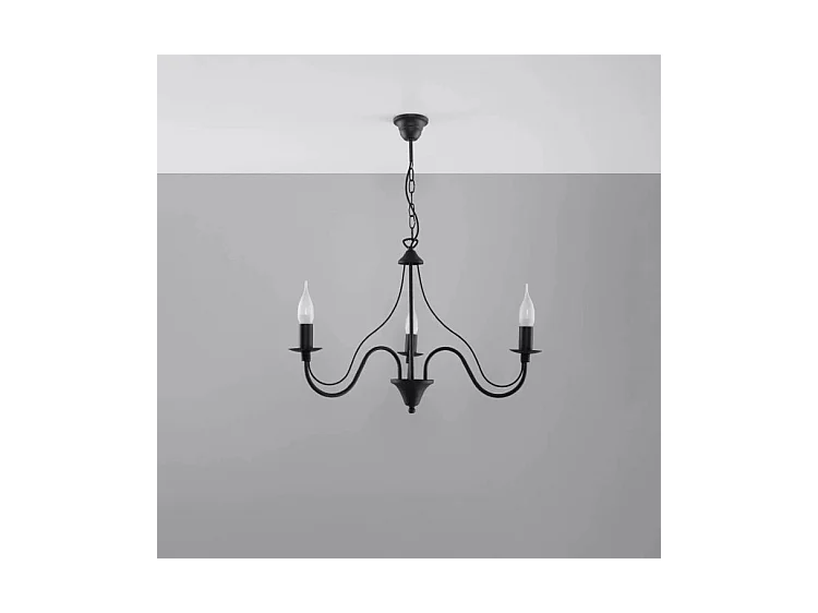 Sollux MINERWA - Lámpara de araña de tres brazos con 3 luces Negro, E14