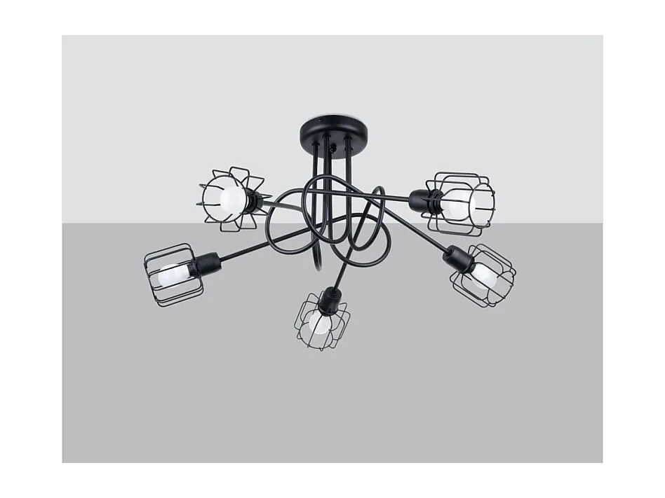 Kroonluchters Beluci Modern Van  - 5 Lichtbronnen - L.58 X H.28,5 Cm - Zwart
