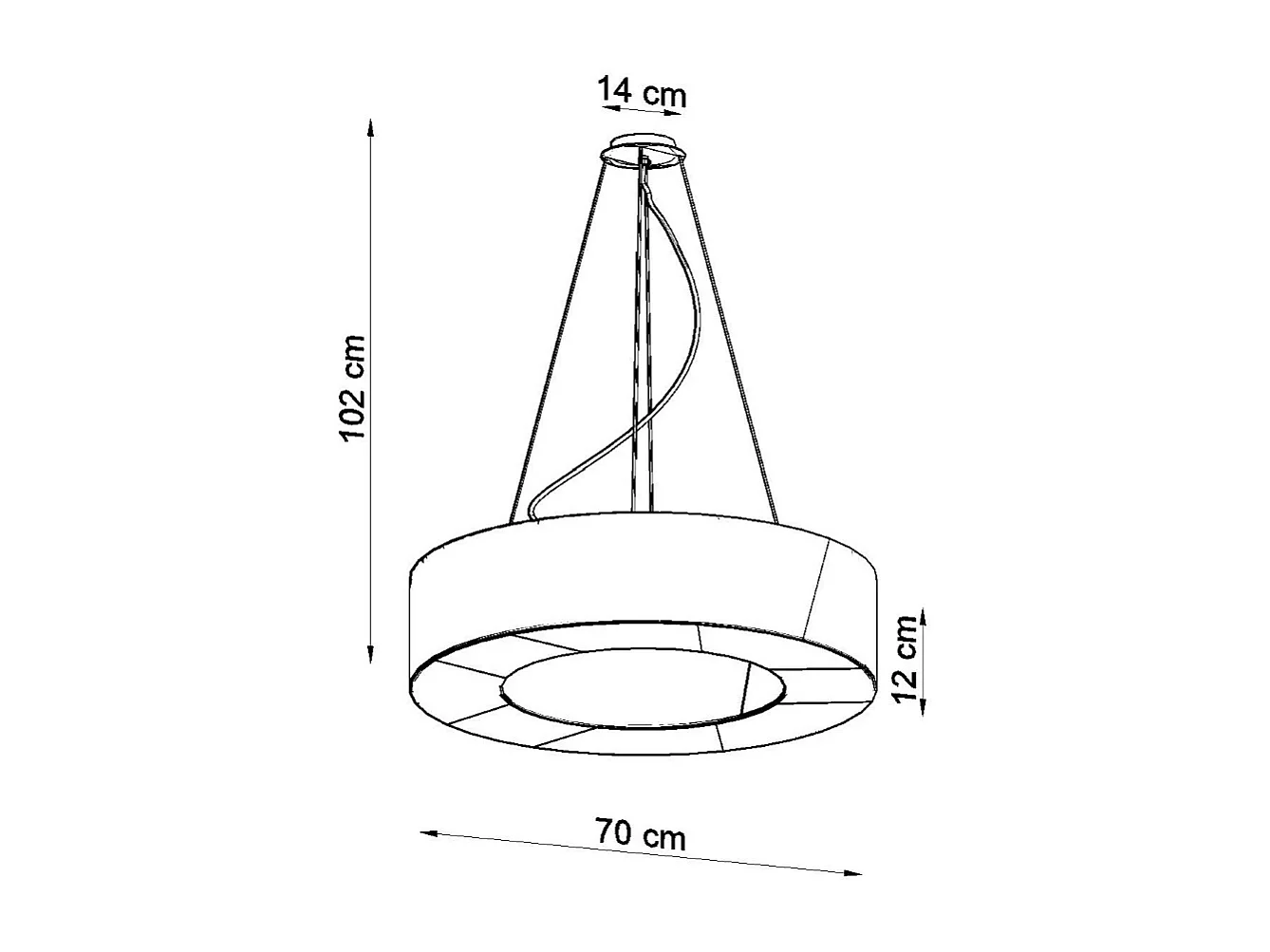 Sollux SATURNO Suspension Cylindrique Blanc 70cm E27