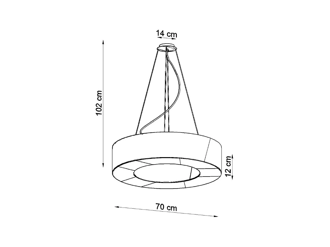 Lampadario Cilindrico Bianco 70cm E27 Lámpara colgante cilíndrica Blanca 70cm E27