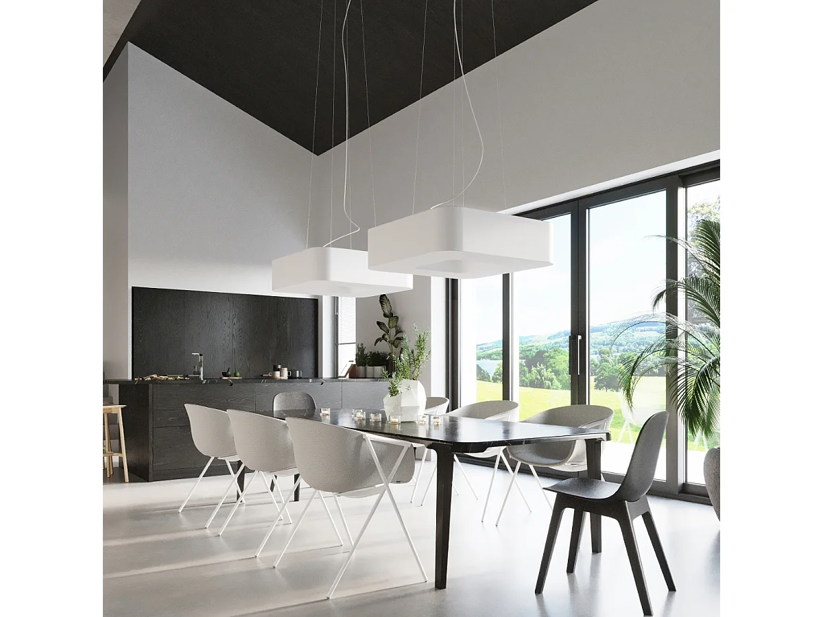 Kroonluchters Urano Minimalistisch Van  - 8 Lichtbronnen - L.60 X H.112 Cm - Wit