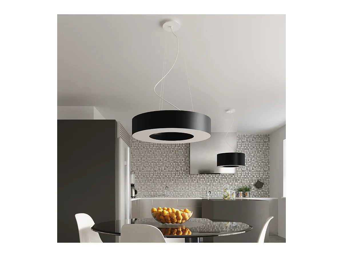 Sollux SATURNO Suspension Cylindrique Noir 50cm E27