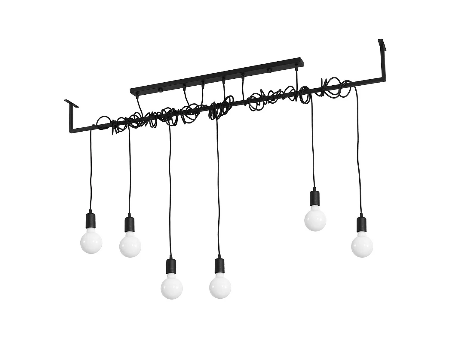 Sollux SALAMANCA Suspension Barre Droite Moderne 6 Lumière Noir E27