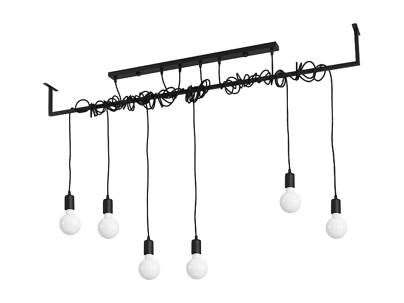 Modern Straight Bar Pendant 6 licht Black E27 Moderne Straight Bar Pendelleuchte 6-flammig Schwarz E27