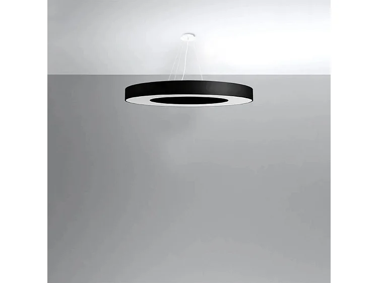 Lampada a Sospensione Cilindrica Nera 90cm E27 Lámpara colgante cilíndrica Negro 90cm E27