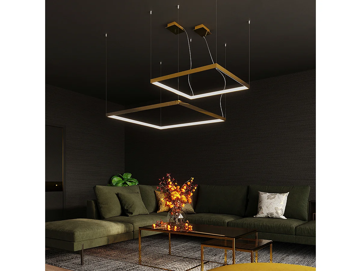 Lustres Nelya Moderno, Alumínio - 1 Lichtbronnen - L.110 X H.150 Cm - Dourado