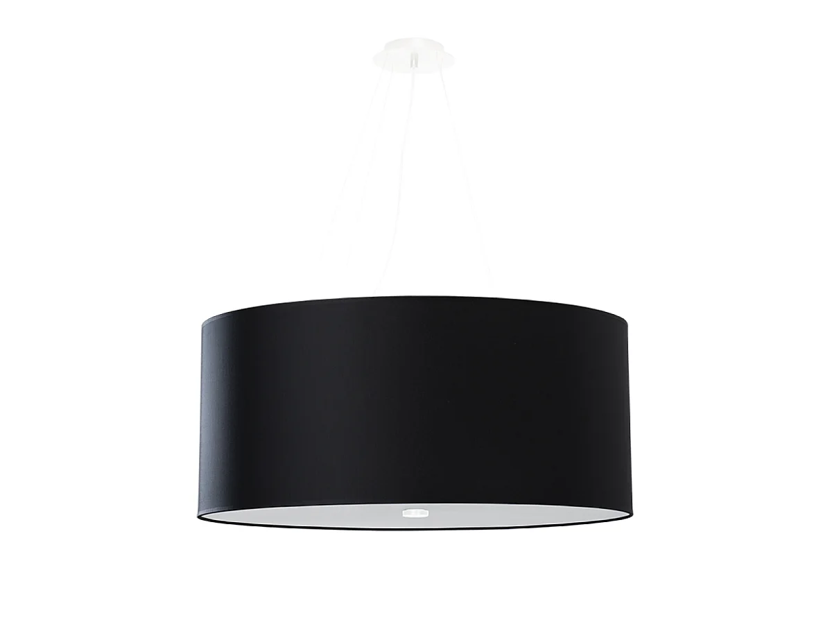 Żyrandole Minimalistyczny Otto, Tkanina/Szkło/Stal - 5 Źródło - L.60 X H.115 Cm - Czarny