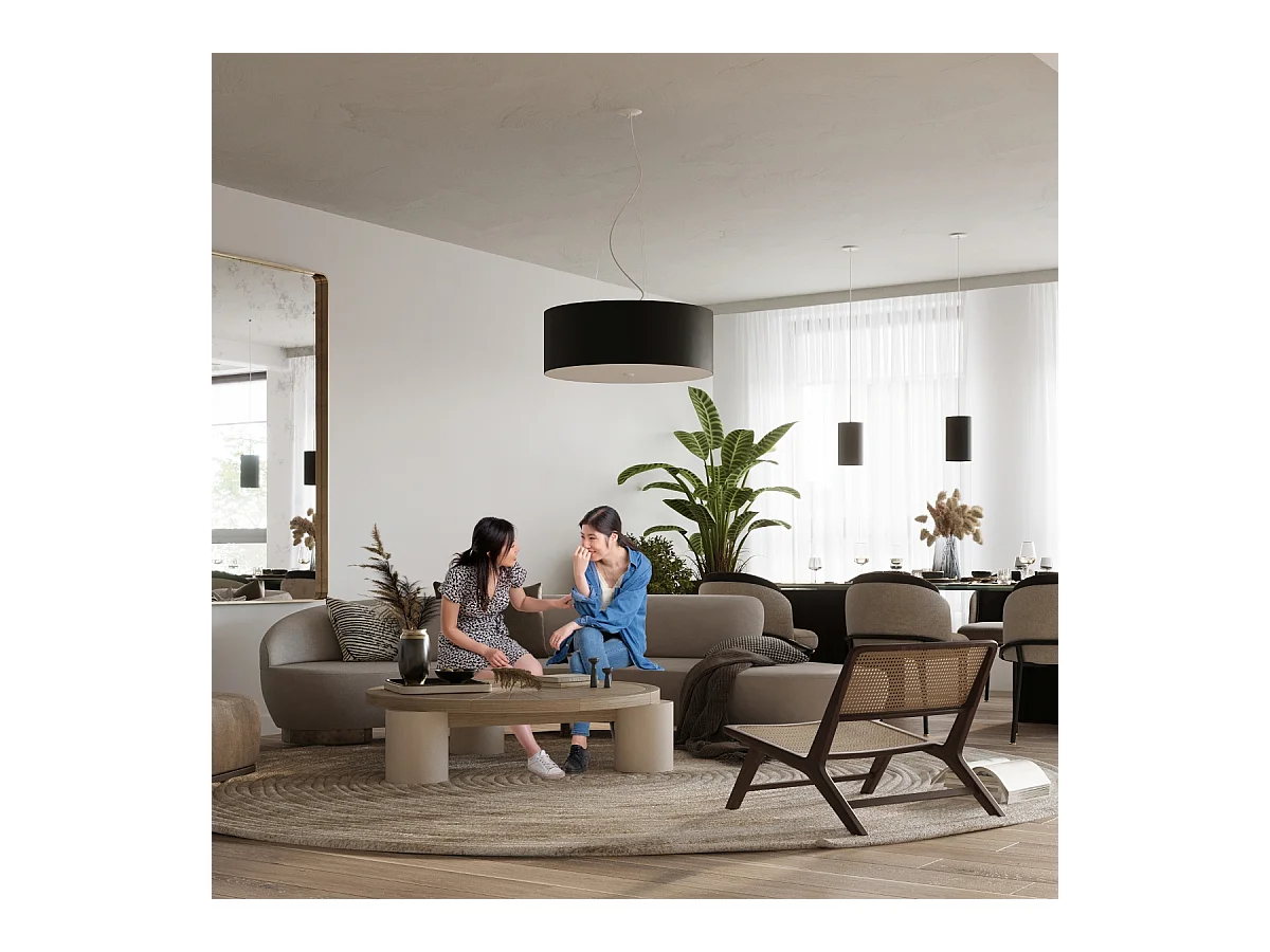 Kroonluchters Otto Minimalistisch Van  - 5 Lichtbronnen - L.60 X H.115 Cm - Zwart