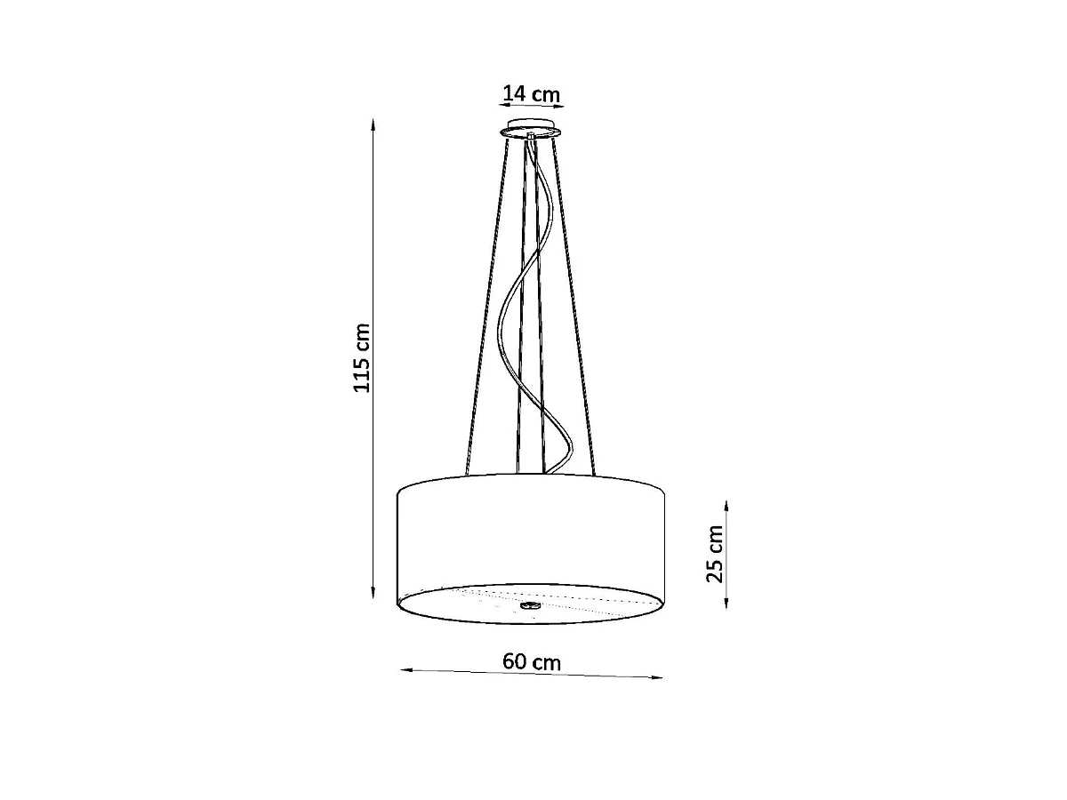 Sollux OTTO Suspension Cylindrique Noir 60cm E27