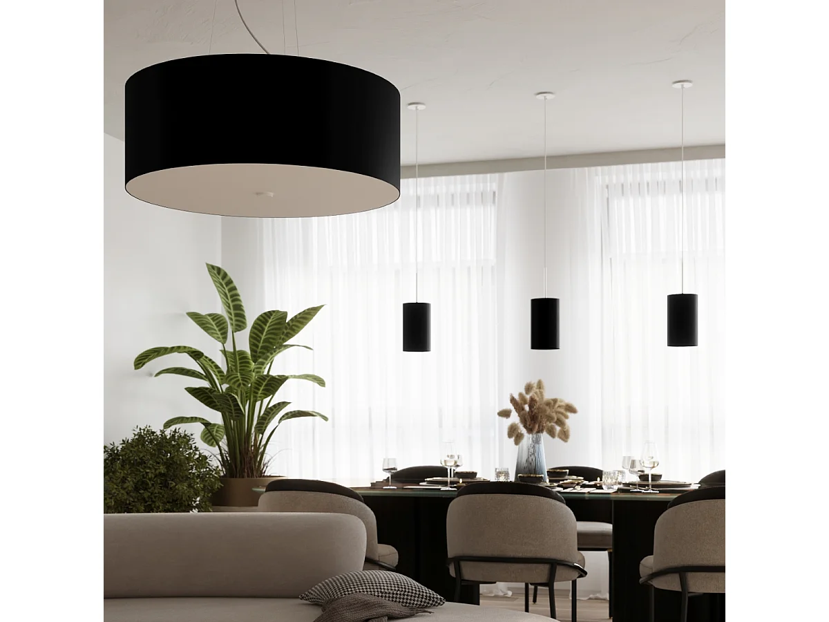 Sollux OTTO Suspension Cylindrique Noir 60cm E27