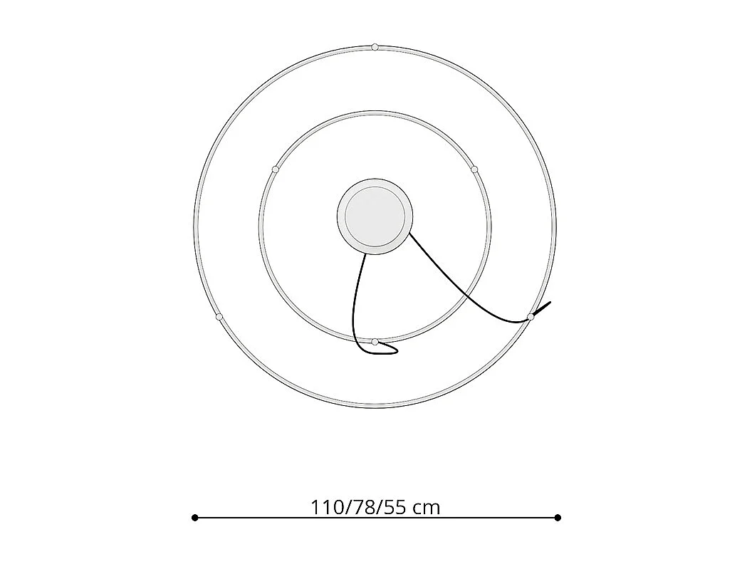 Kroonluchters Rio Modern Van  - 2 Lichtbronnen - L.78 X H.150 Cm - Zwart