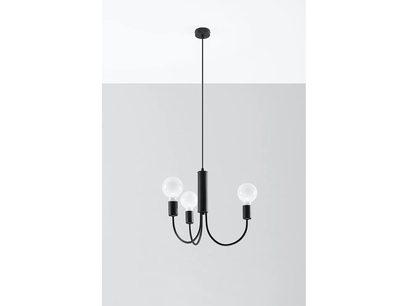 Kroonluchters Piccolo Modern Van  - 3 Lichtbronnen - L.45 X H.100 Cm - Zwart