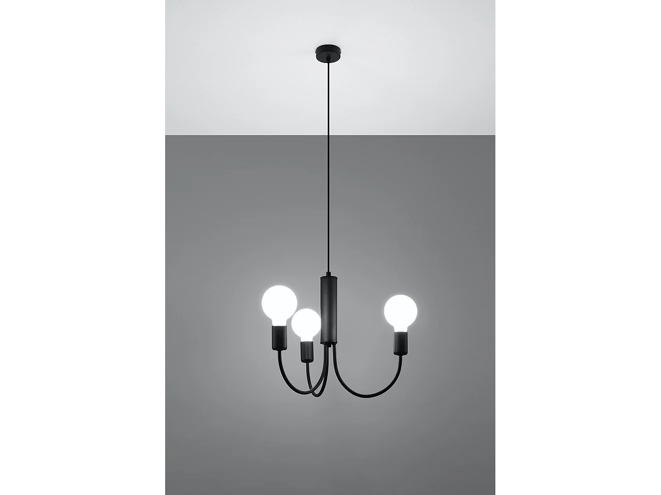 Kroonluchters Piccolo Modern Van  - 3 Lichtbronnen - L.45 X H.100 Cm - Zwart