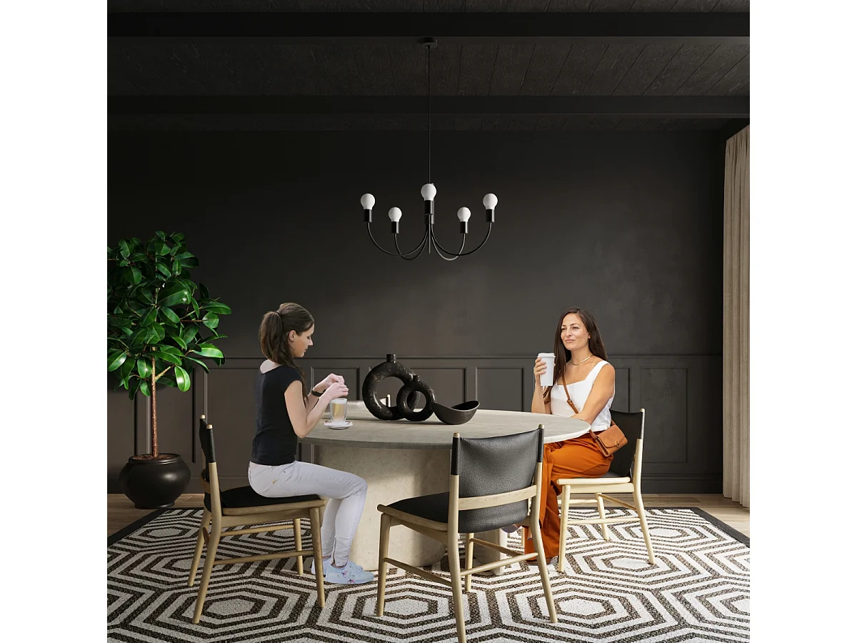 Kroonluchters Piccolo Modern Van  - 3 Lichtbronnen - L.45 X H.100 Cm - Zwart