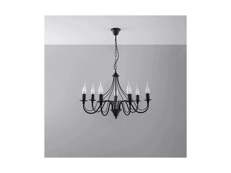 Sollux MINERWA Lustre à 7 bras multiples noir, E14