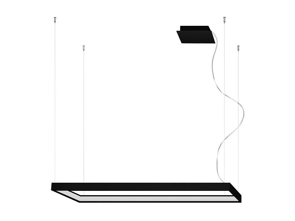 Sollux Lighting Tuula Luz de techo colgante rectangular LED integrada, negra, 3000K, 5757lm