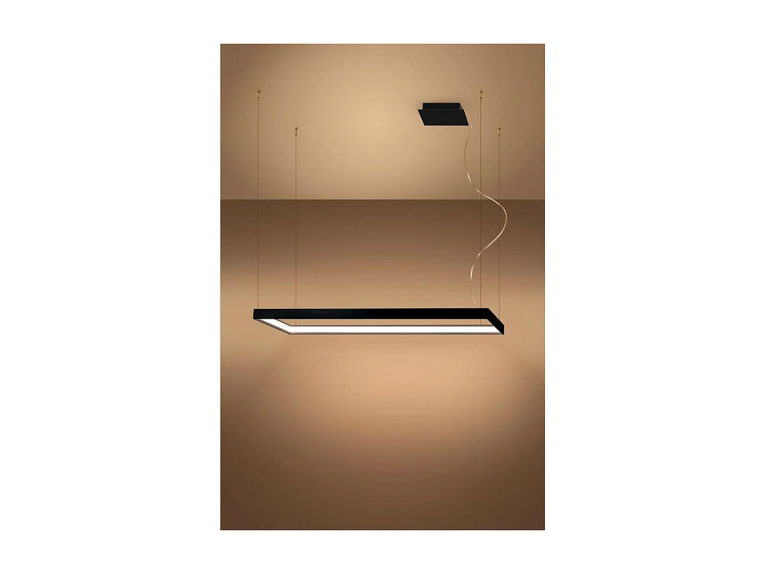 Sollux Lighting Tuula Luz de techo colgante rectangular LED integrada, negra, 3000K, 5757lm