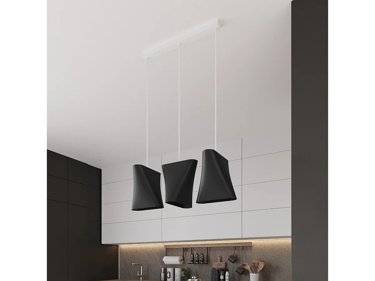 Dreifach hängende Pendelleuchte Schwarz 3x E27 Lampada a sospensione tripla nera 3x E27