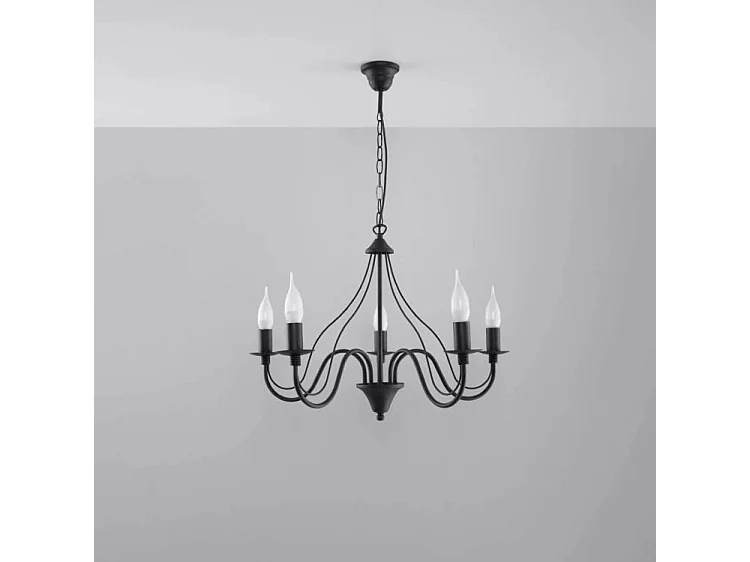 Sollux MINERWA - Lámpara de araña de 5 brazos con múltiples luces Negro, E14