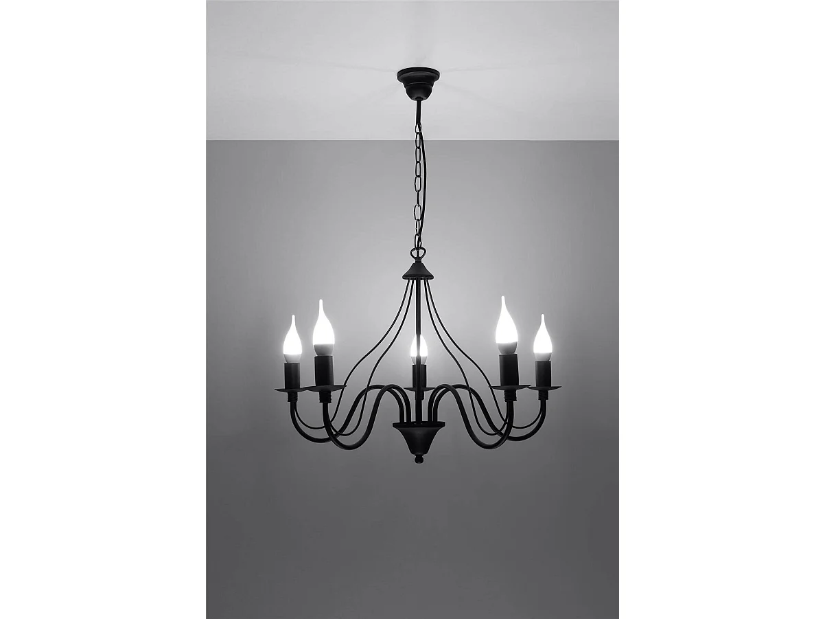 Sollux MINERWA - Lámpara de araña de 5 brazos con múltiples luces Negro, E14