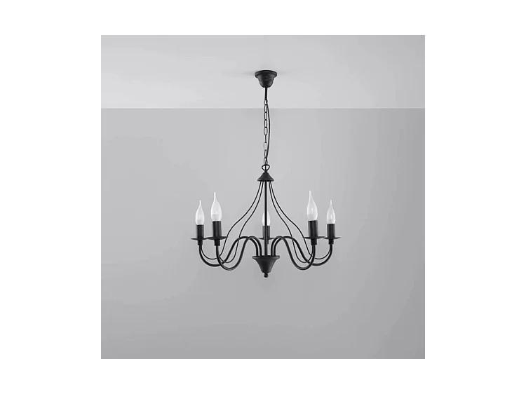 Sollux MINERWA Lustre à 5 bras multiples noir, E14