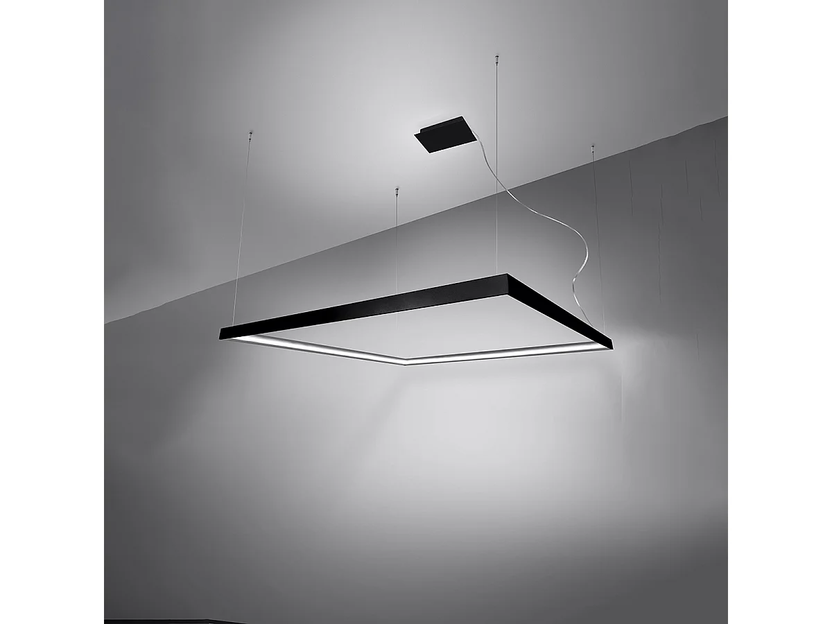 Sollux Lighting Nelya Lámpara de techo colgante cuadrada LED integrada, negra, 4000K, 8096lm