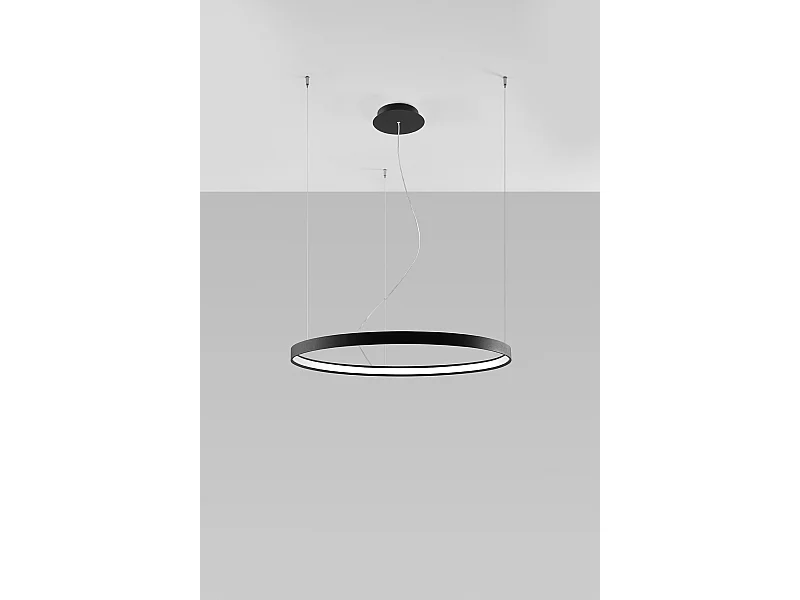 Lampada a sospensione circolare a LED integrata nera 78cm 3000K Lámpara colgante circular LED integrada Negro 78cm 3000K