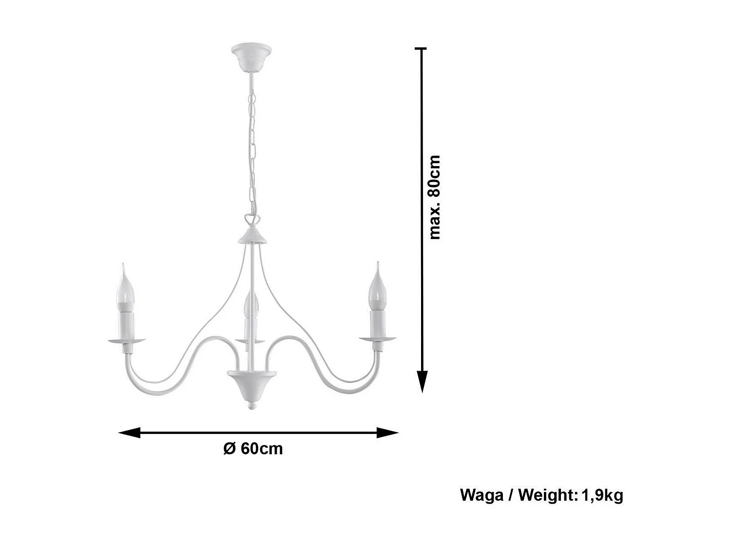 Sollux MINERWA Lustre à 3 bras multiples blanc, E14