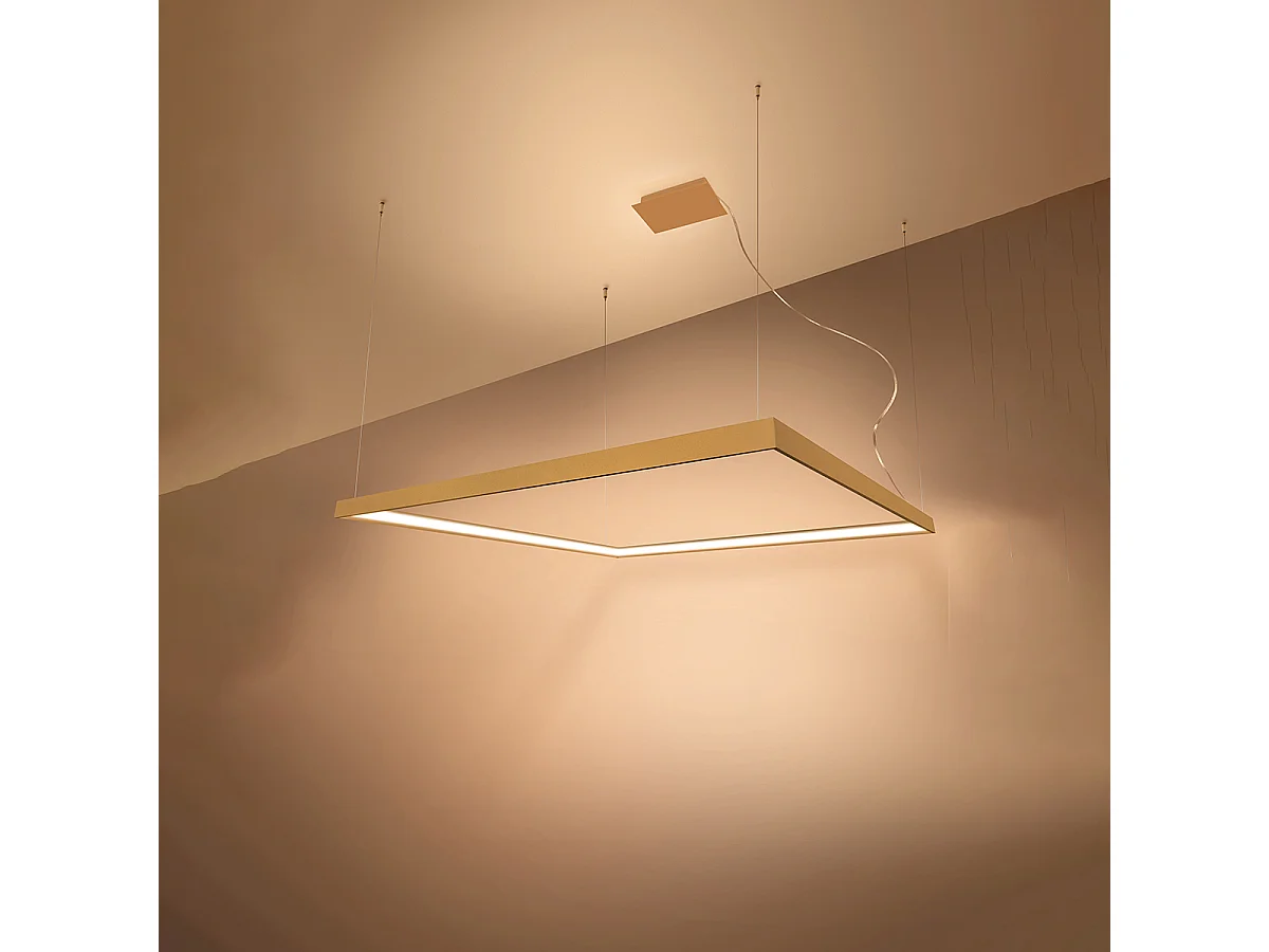 Sollux Lighting Nelya Lámpara de techo colgante cuadrada LED integrada, oro, 3000 K, 8096 lm