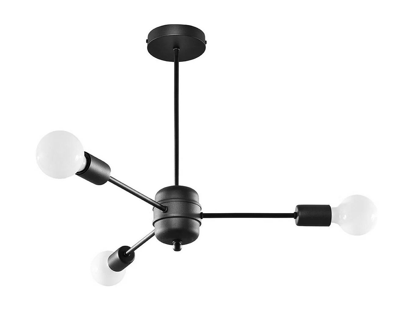 Sollux lichting Lango Multi Arm Semi Flush Deckenleuchte, Schwarz, 3x E27