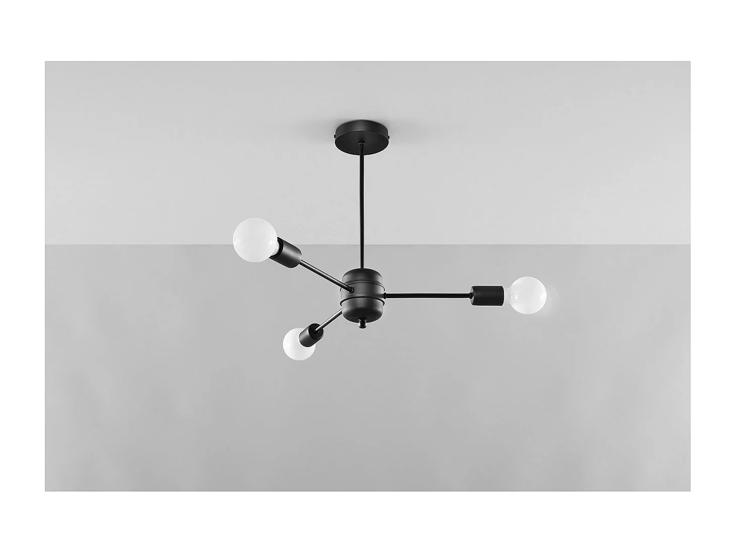 Sollux lichting Lango Multi Arm Semi Flush Deckenleuchte, Schwarz, 3x E27