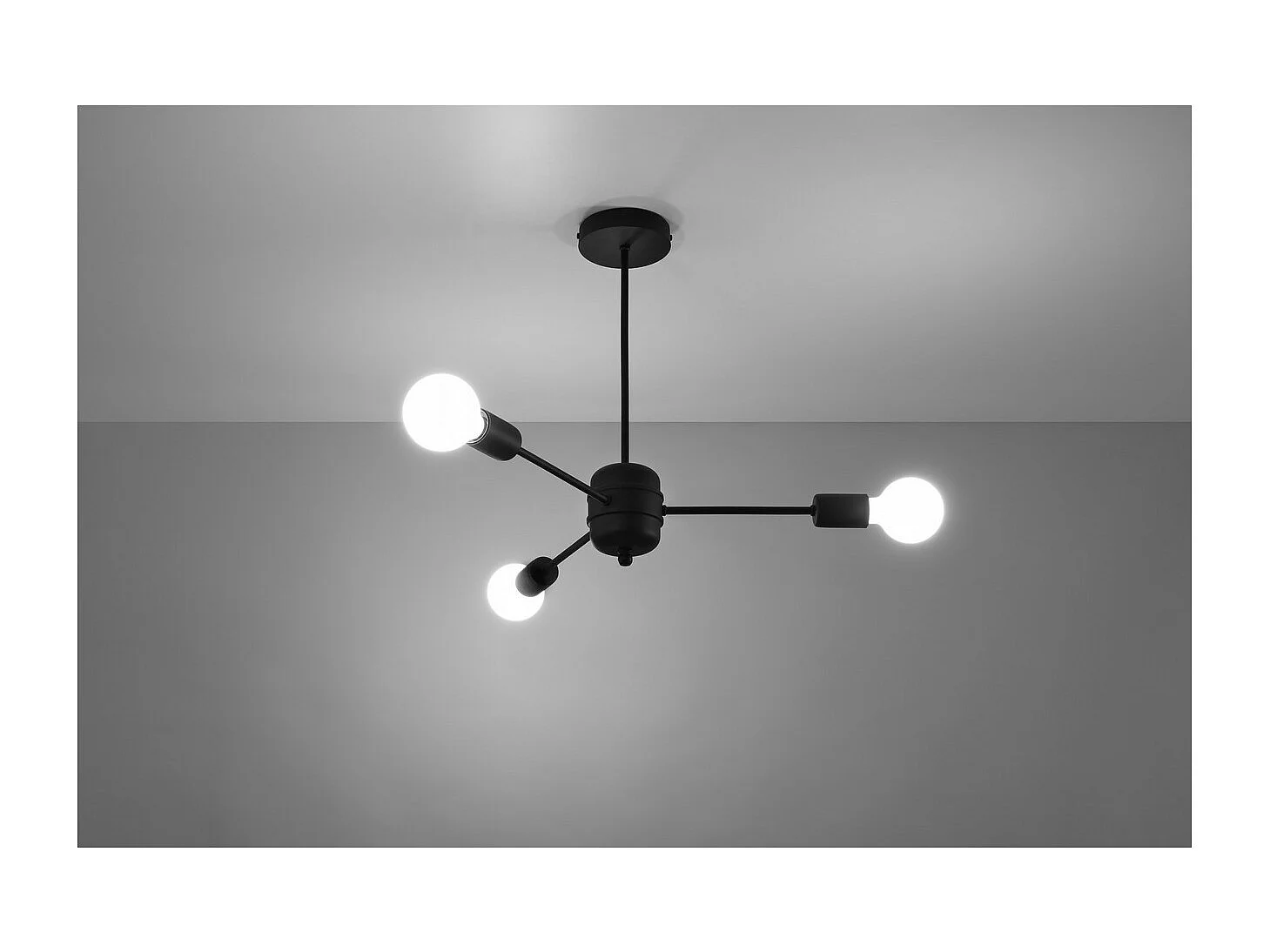 Sollux lichting Lango Multi Arm Semi Flush Deckenleuchte, Schwarz, 3x E27